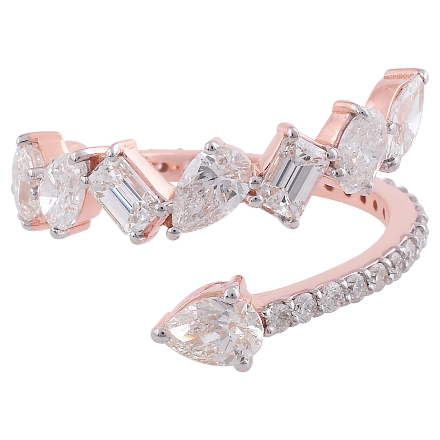 En venta: 2,35 quilates SI Claridad HI Color Anillo Envolvente de Diamantes 18k Oro Rosa Joyería Fina