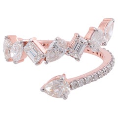 2,35 quilates SI Claridad HI Color Anillo Envolvente de Diamantes 18k Oro Rosa Joyería Fina