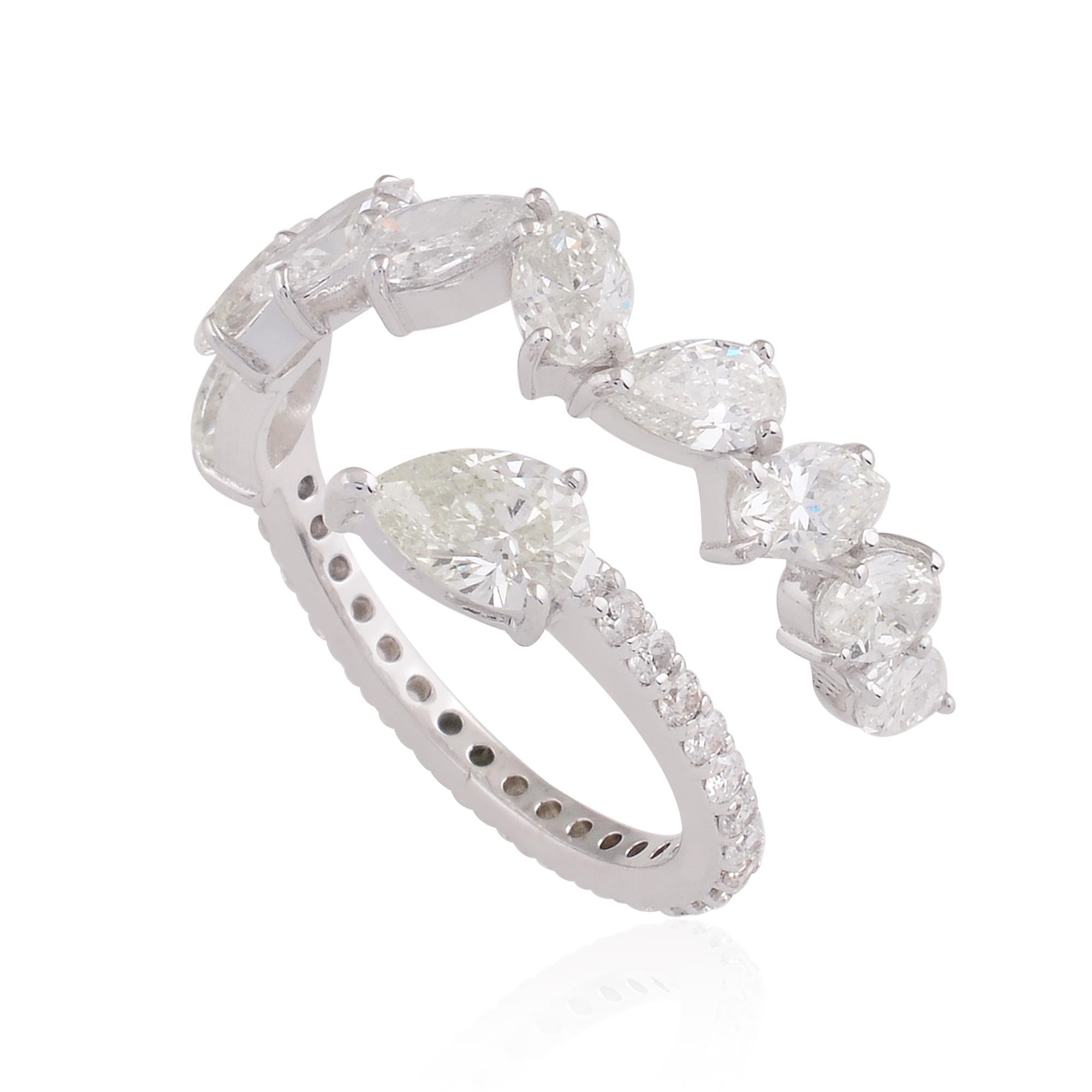 Taille poire 2.35 Carat SI Clarity HI Color Diamond Wrap Ring 18k White Gold Fine Jewelry en vente