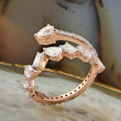 2.35 Carat SI Clarity HI Color Multi-Cut Diamond Open Wrap Ring 14k Rose Gold