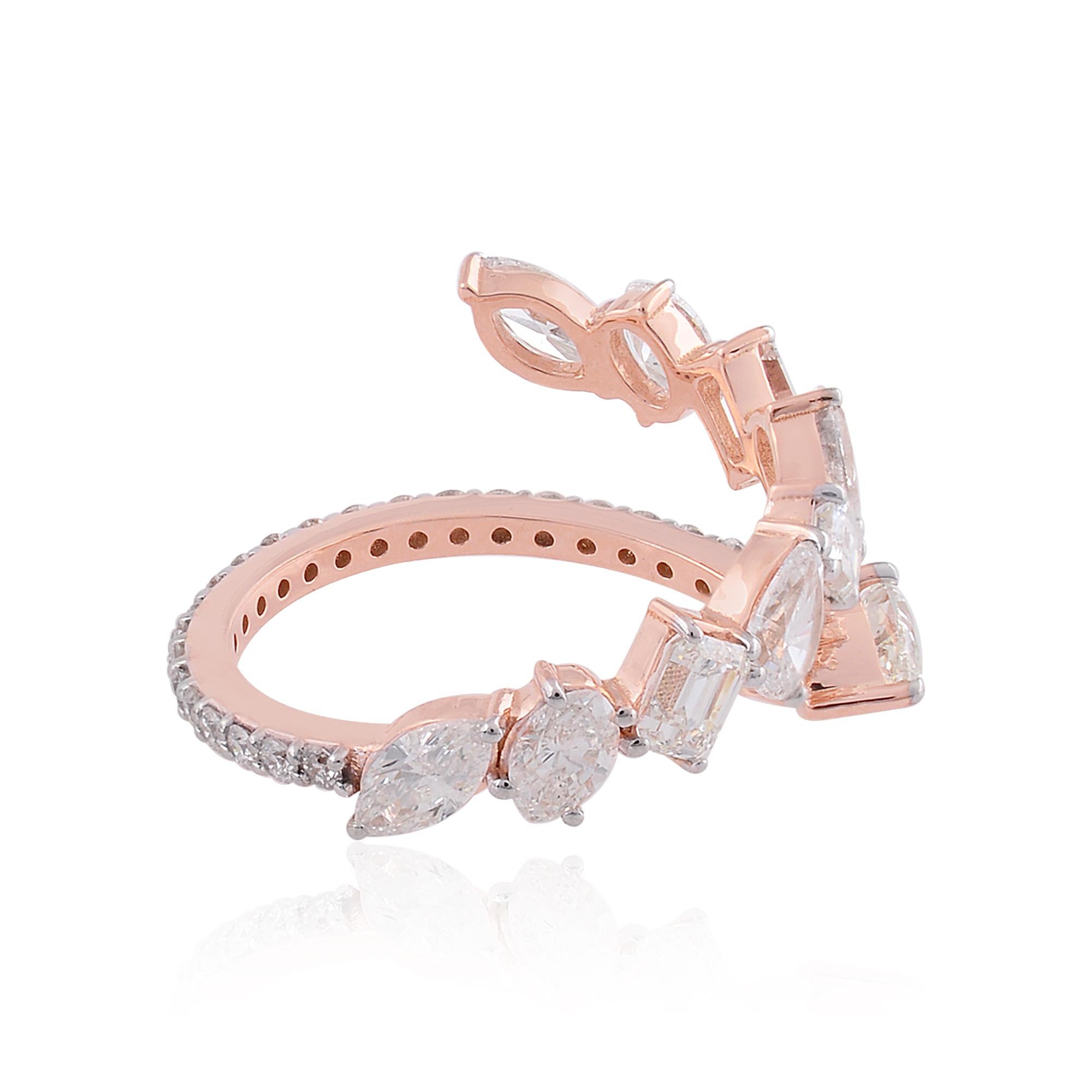 in vendita:  2,35 Carati SI Chiarezza HI Colore Diamante Multi-Cut Anello aperto a fascia 14k Oro Rosa 4