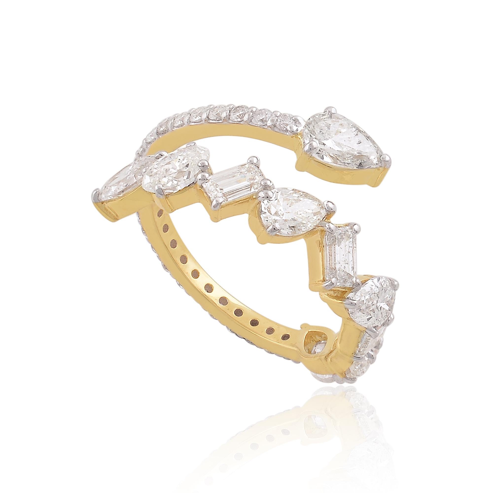 2.35 Carat SI Clarity HI Color Pear Diamond Wrap Ring 14k Yellow Gold Jewelry en vente 1