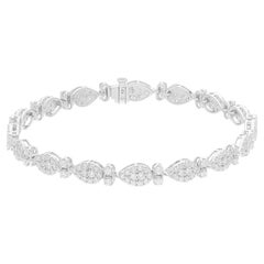 2.35 Carat SI/H Round Brilliant Cut Diamond 14k White Gold Pear Charms Bracelet
