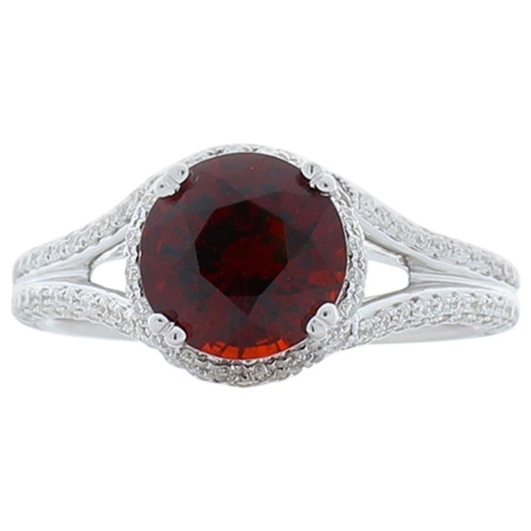 2.35 Carat Spessartite Garnet with Diamond Cocktail Ring