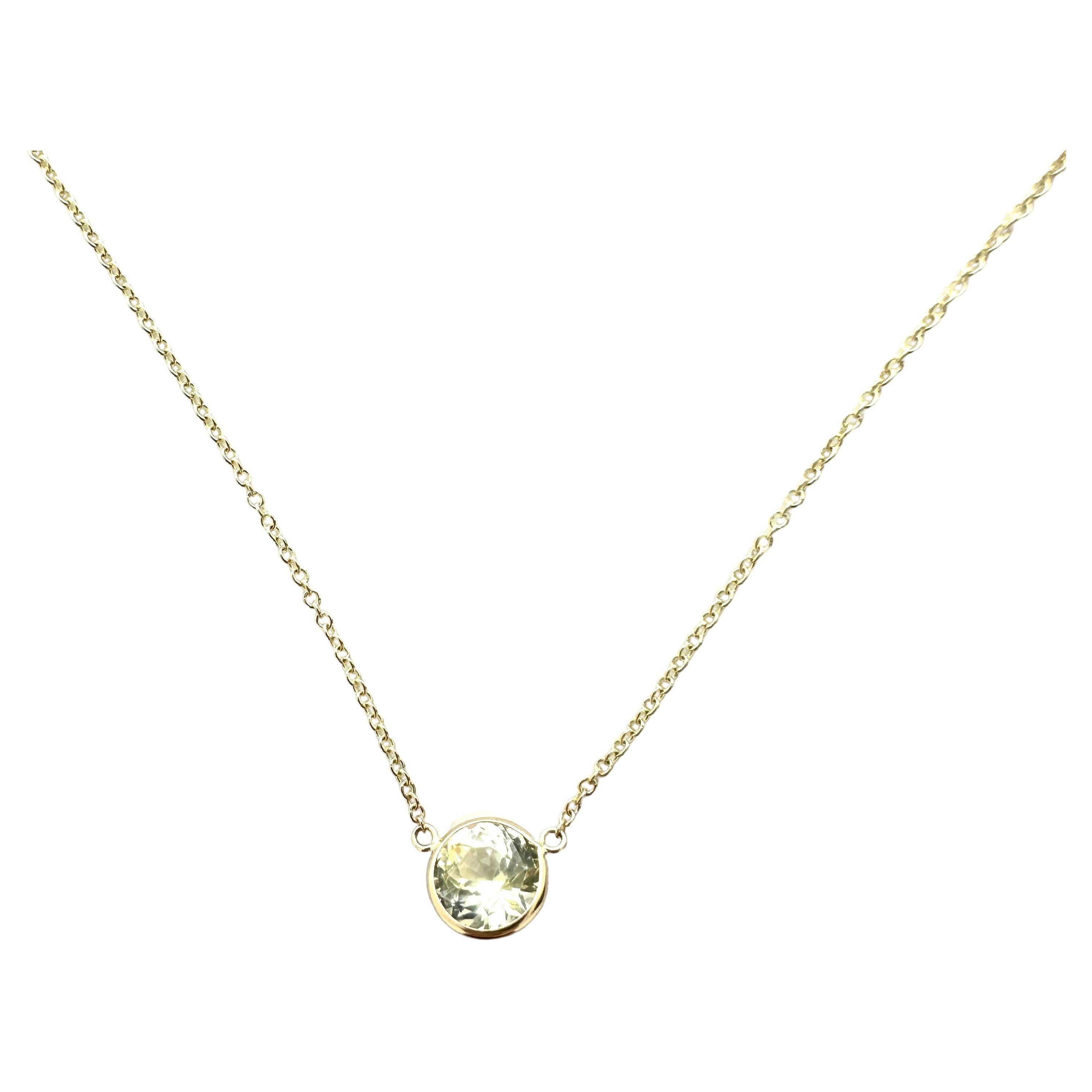 2.35 Carat Yellow Sapphire Round Certified &Fashion Necklaces In 14K Yellow Gold