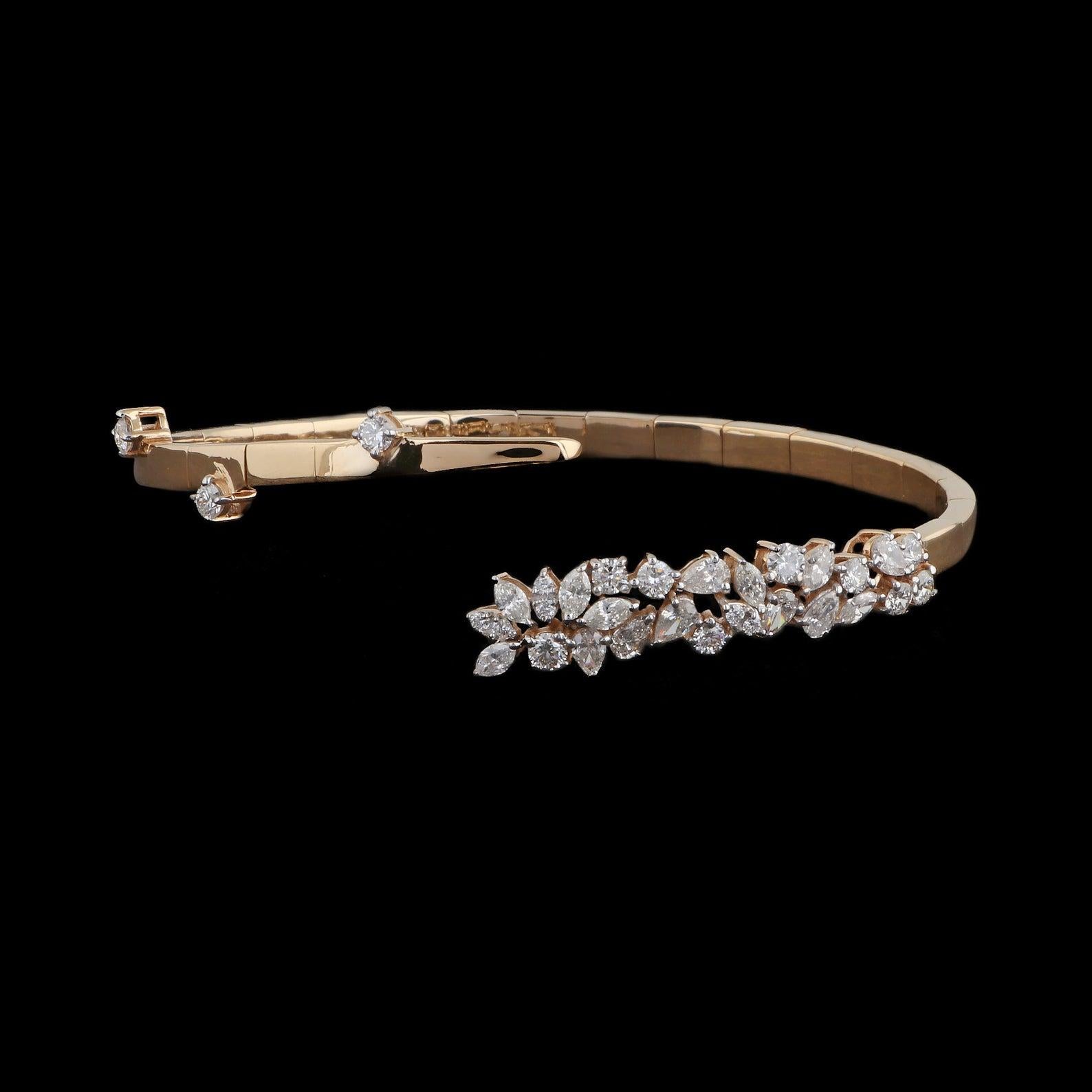 Modern 2.35 Carats Diamond 14 Karat Gold Wrap Bracelet Cuff For Sale