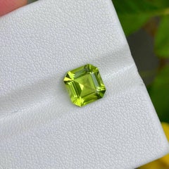 2.35 carats Green Loose Peridot Stone Asscher Cut Natural Pakistani Gemstone