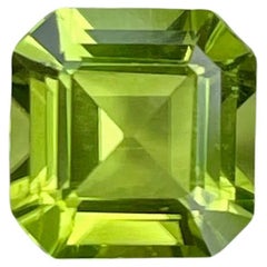 2.35 carats Green Loose Peridot Stone Asscher Cut Natural Pakistani Gemstone