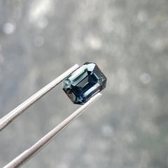 2.35 carats Metallic Gray Burmese Spinel Stone Emerald Cut Natural Gemstone