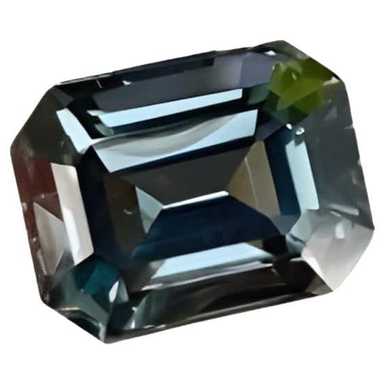 2.35 carats Metallic Gray Burmese Spinel Stone Emerald Cut Natural Gemstone For Sale