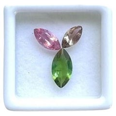 2.35 Carats Mix Matched Tourmaline Pair, Green and Pink Gems