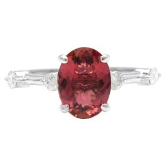 Bague en or blanc massif 14 carats avec tourmaline naturelle de 2,35 carats et diamants