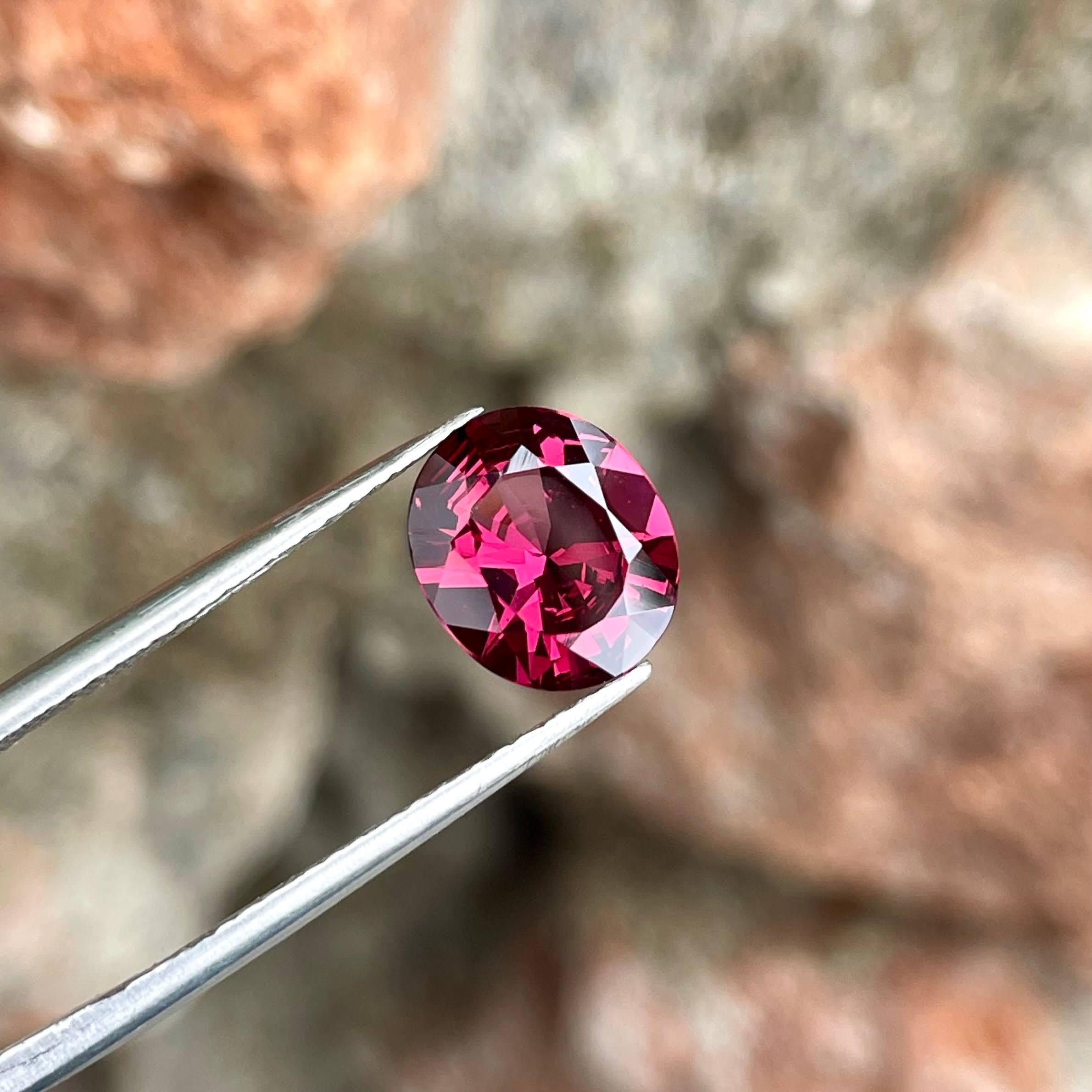 Weight 2.35 carats 
Dimensions 9.1x7.9x4.5 mm
Treatment none 
Origin Madagascar 
Clarity eye clean 
Shape oval 
Cut custom precision 




gemstone showcases a delightful blend of reddish-pink hues that evoke a sense of warmth and vibrancy. Renowned