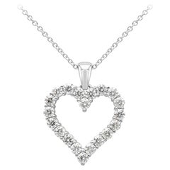 2.35 Carats Total Brilliant Round Diamond Open-Work Heart Pendant Necklace