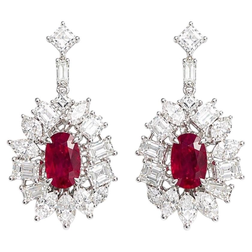 2.35 Ct AIGS Certificate Pair Pigeon blood Burma ruby unheated 18K For Sale