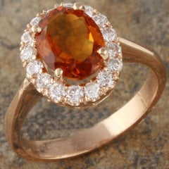 2.35 ct Exquisite Natural Madeira Citrine and Diamond 14k Solid Rose Gold Ring