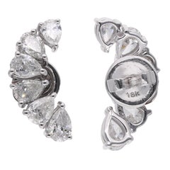 2.35 Ct Natural Pear Cut Diamond Crawler Earrings 18K Solid White Gold Studs