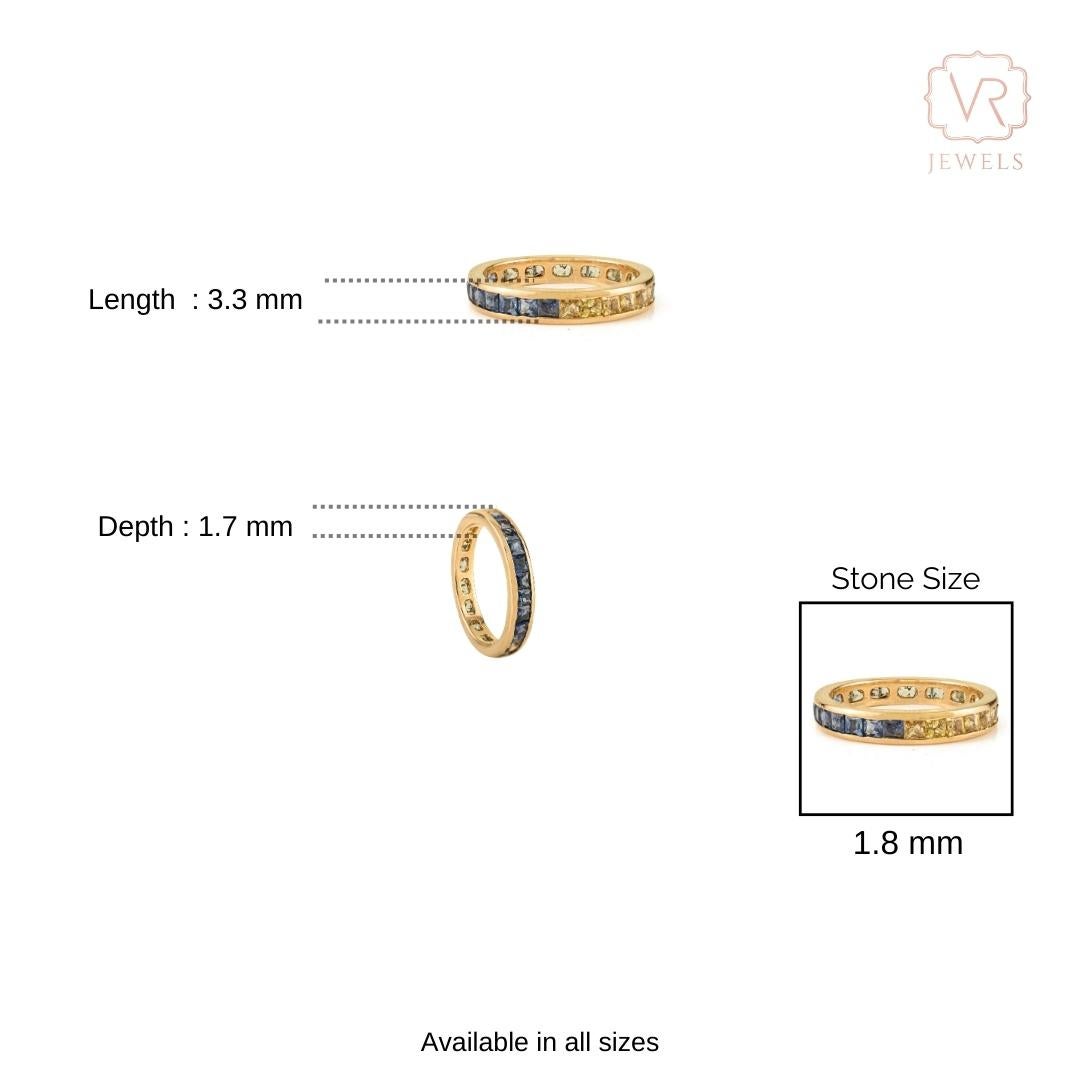 En vente :  2.35 Ct Princess Cut Multi-Sapphire Full Eternity Band in 14K Solid Yellow Gold 10
