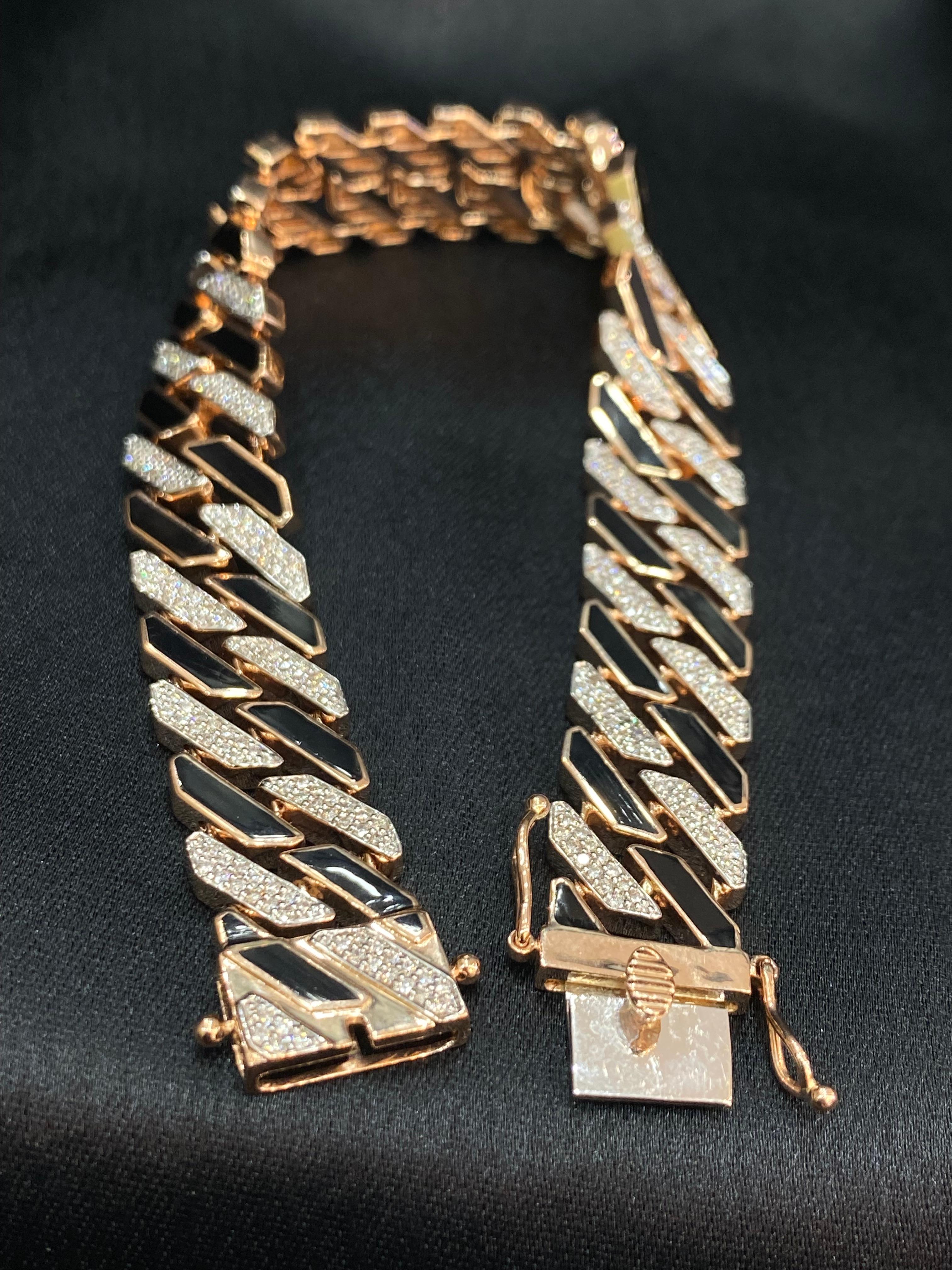 Contemporain Bracelet tennis pour hommes en or rose 14 carats avec diamants ronds brillants de 2,35 carats F/VS1 en vente