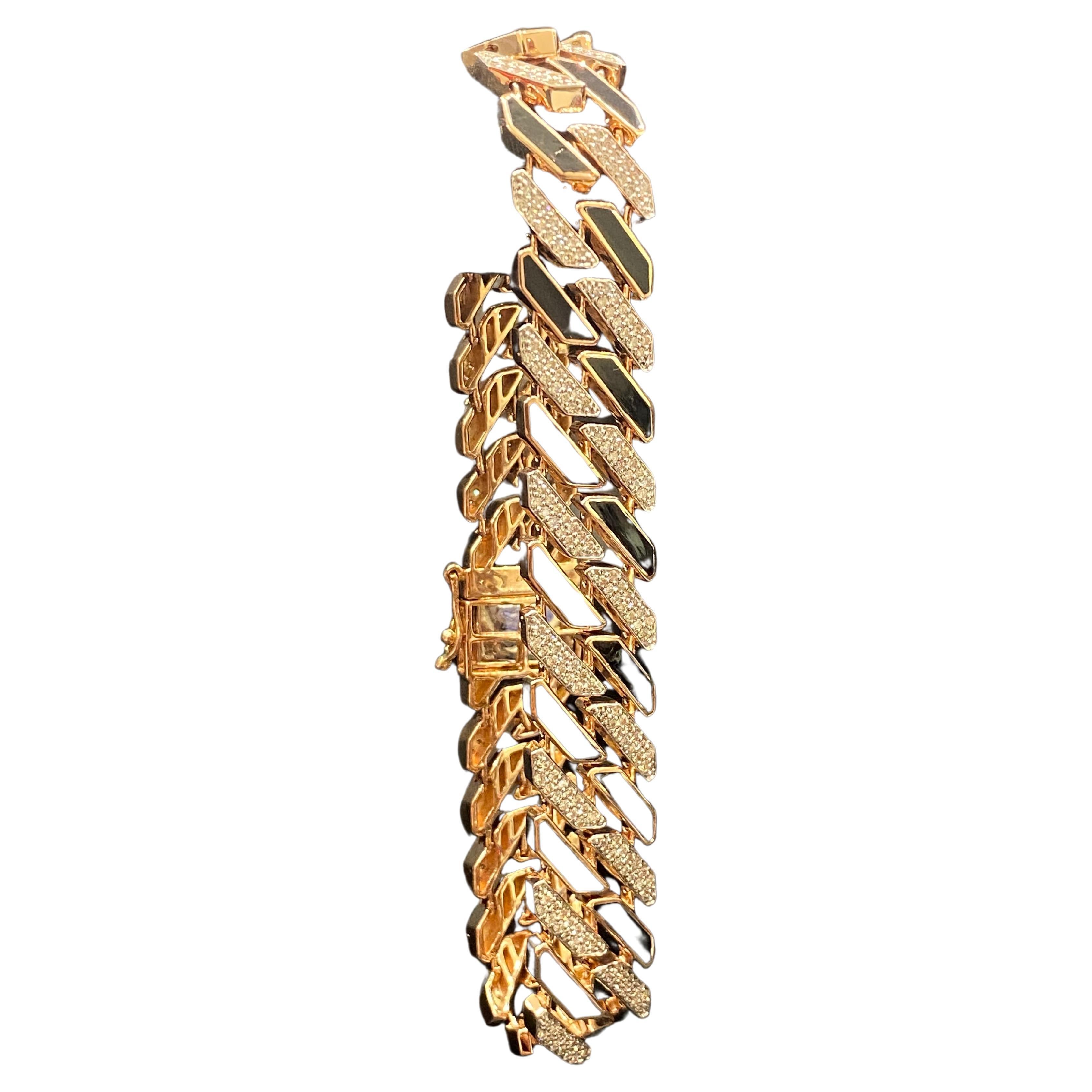 Bracelet tennis pour hommes en or rose 14 carats avec diamants ronds brillants de 2,35 carats F/VS1 en vente