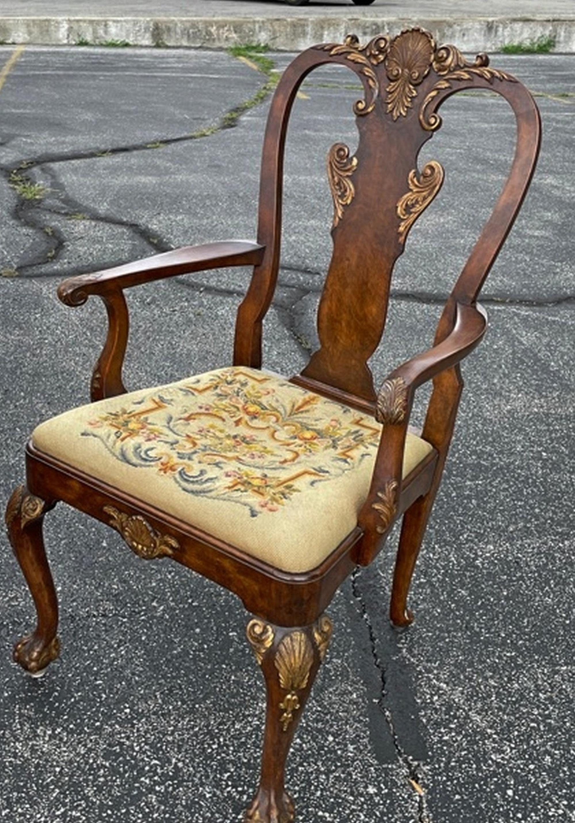 Walnut Chippendale Conference Dining Table with 16 Chairs In Good Condition In Toledo, OH