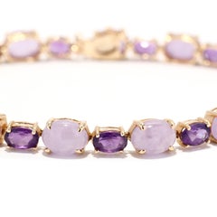 23.50ctw Lavender Jadeite Jade Amethyst Line Bracelet, 14KT Yellow Gold