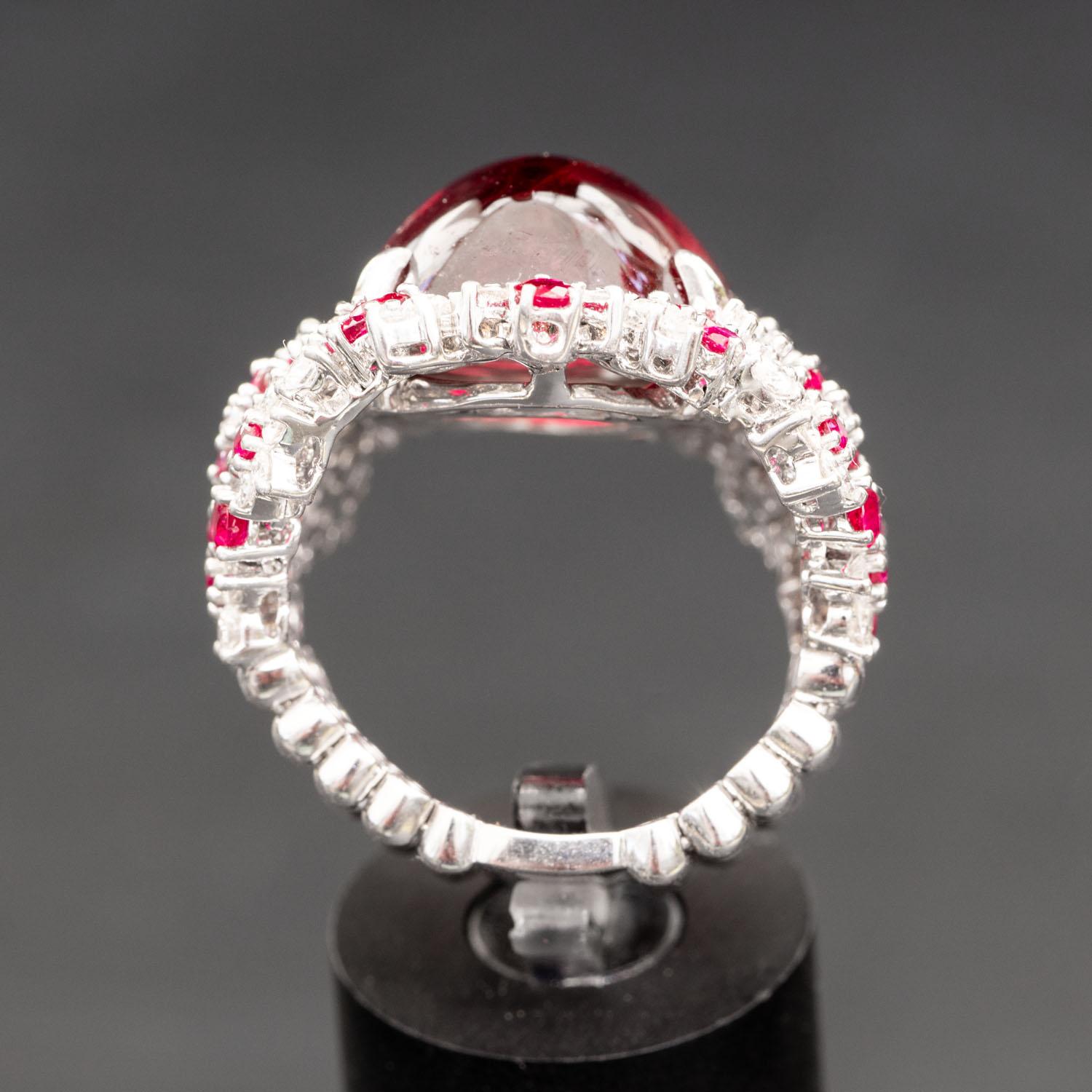 23.52 rubellite ring 2.56ct diamonds, 2.60ct Ruby, Statement Rings For Sale 3