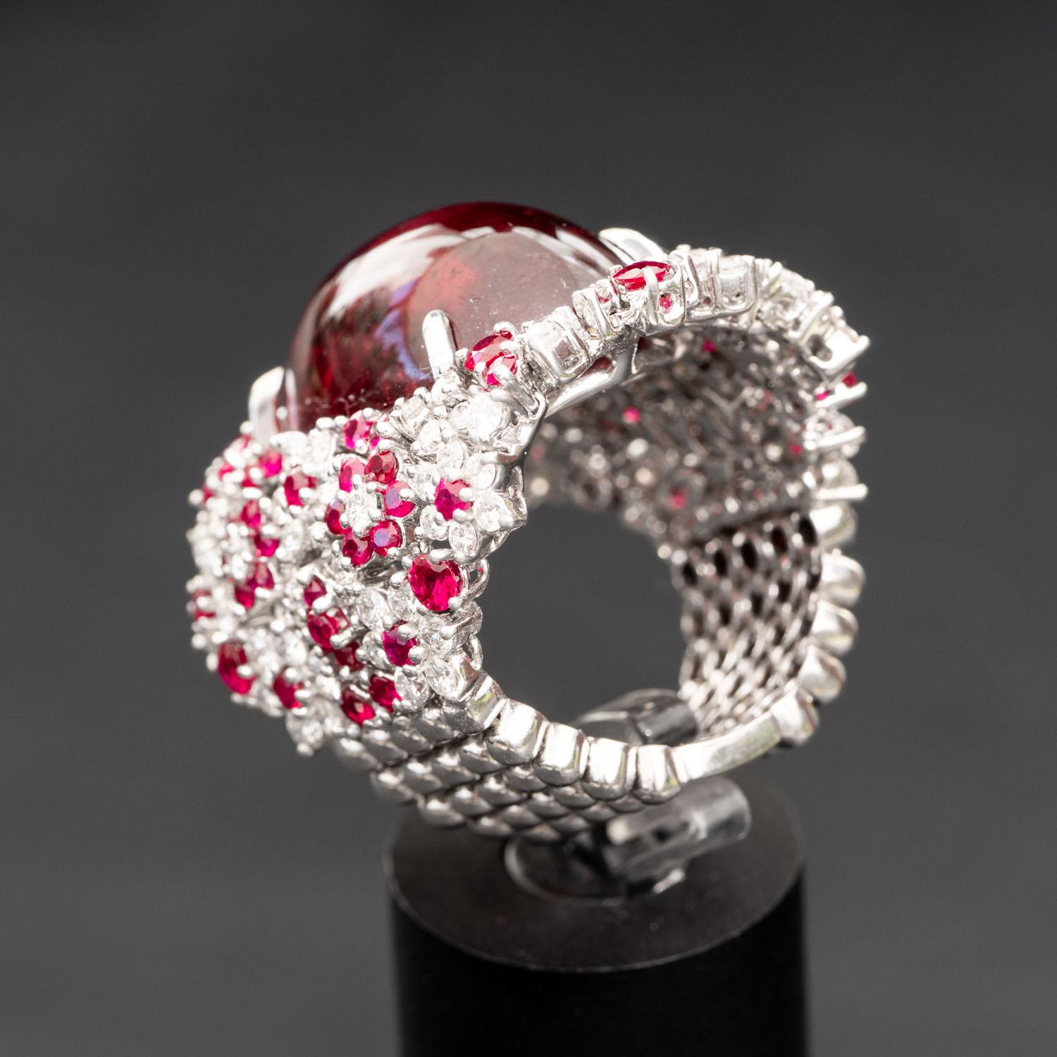 23.52 rubellite ring 2.56ct diamonds, 2.60ct Ruby, Statement Rings For Sale 3