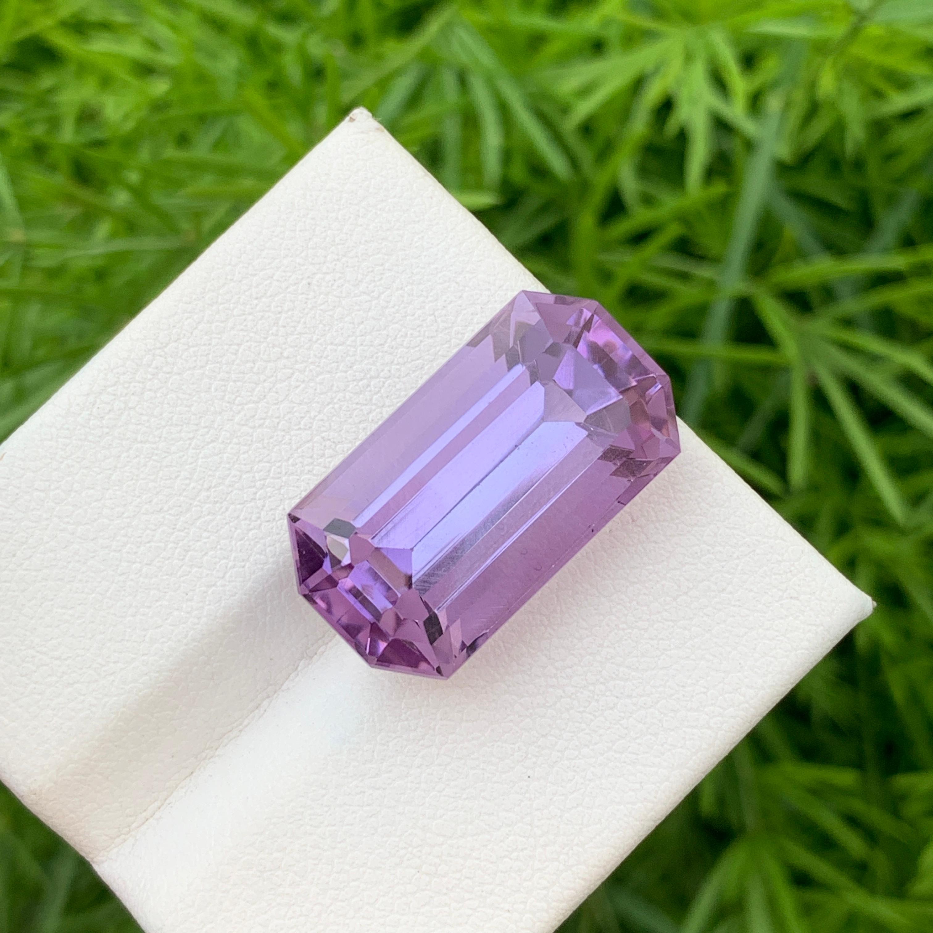 Faceted Amethyst
Weight: 23.55 Carats
Dimension: 23x12.6x11.4 Mm
Origin: Brazil
Color: Purple
Shape: Emerald
Treatment: Non
Certificate: On Client Demand
Amethyst, a striking and revered gemstone, holds a special place in the world of gemology and