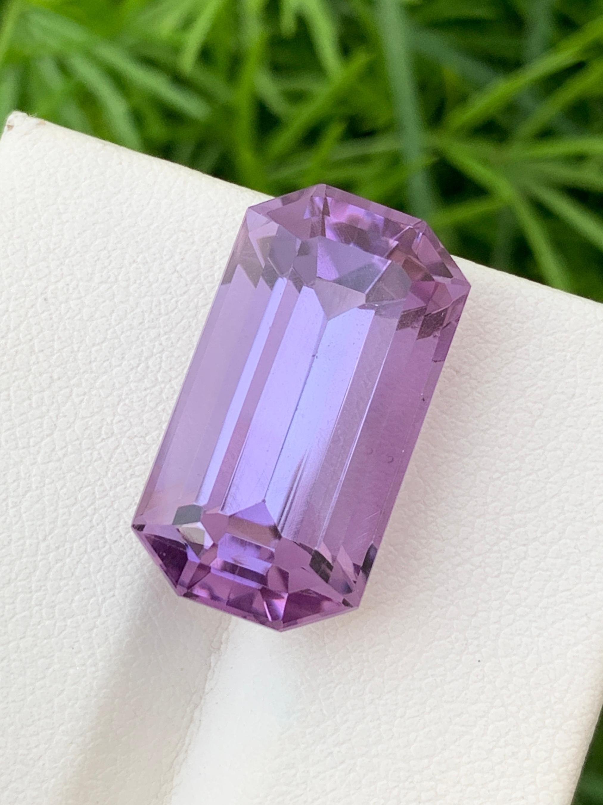 Emerald Cut 23.55 Carats Gorgeous Purple Loose Amethyst Necklace Gem From Brazil Mine  For Sale
