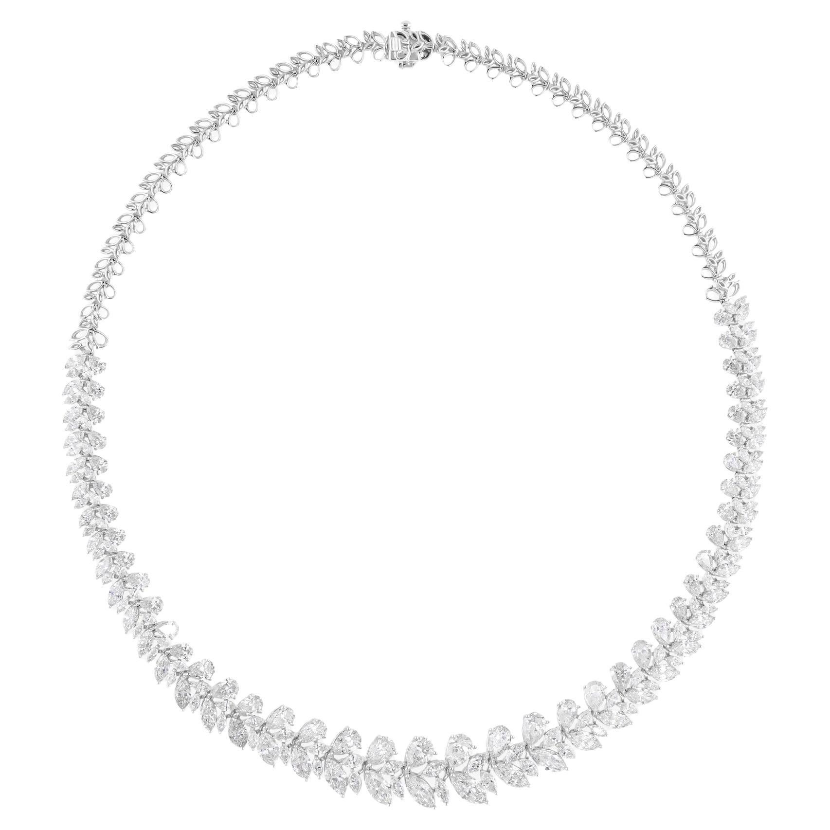 23.59 Carats SI/H Pear Brilliant Cut Diamond Necklace 14k White Gold Jewelry