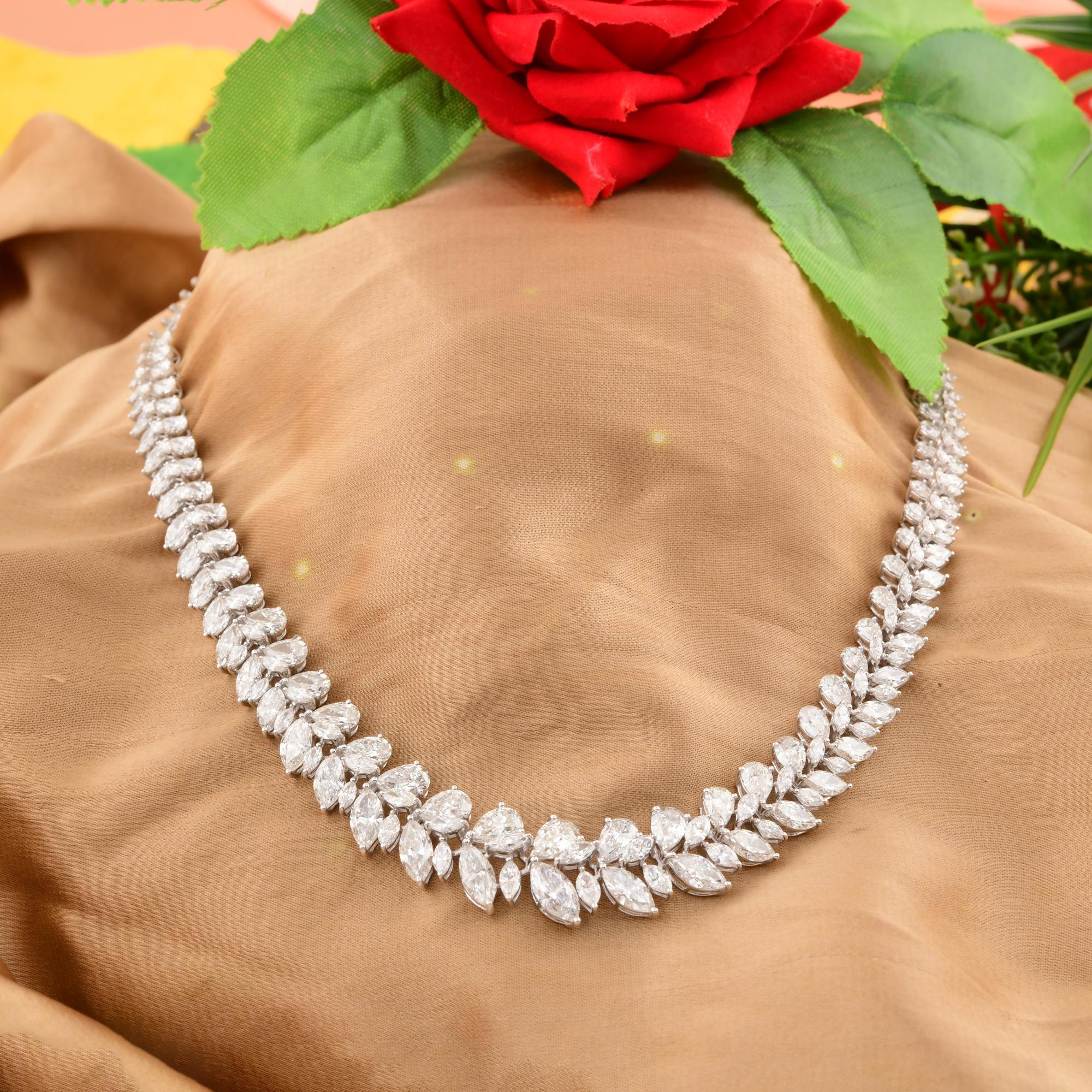 Modern 23.59 Carats SI/H Pear Brilliant Cut Diamond Necklace 18k White Gold Jewelry For Sale