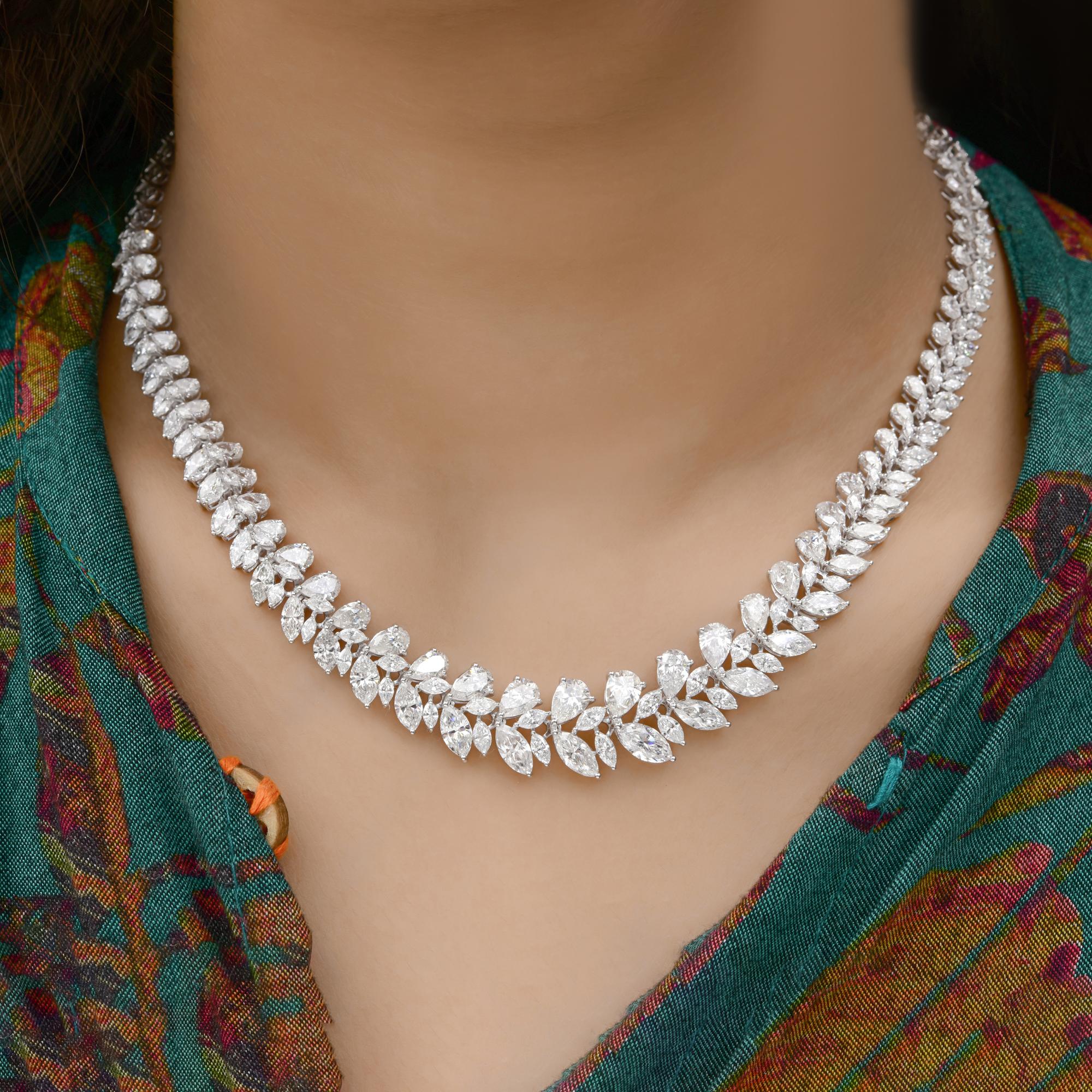 Pear Cut 23.59 Carats SI/H Pear Brilliant Cut Diamond Necklace 18k White Gold Jewelry For Sale