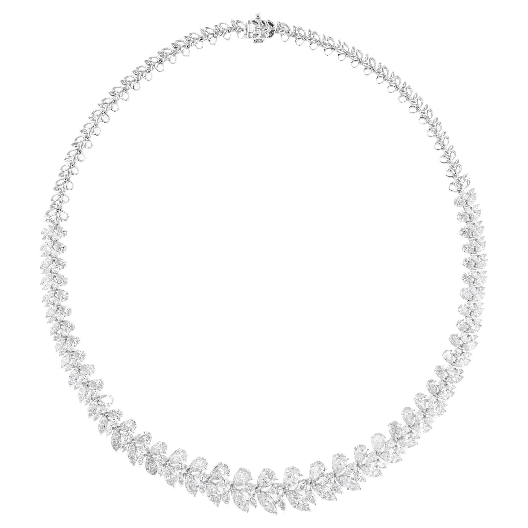 23.59 Carats SI/H Collier diamant taille brillant poire Bijoux en or blanc 18k