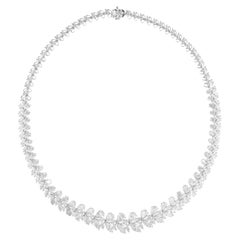 23.59 Carats SI/H Pear Brilliant Cut Diamond Necklace 18k White Gold Jewelry