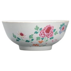 23.5CM Antiguo 1740-1750 Tazón de Porcelana China Famille Rose Qianlong