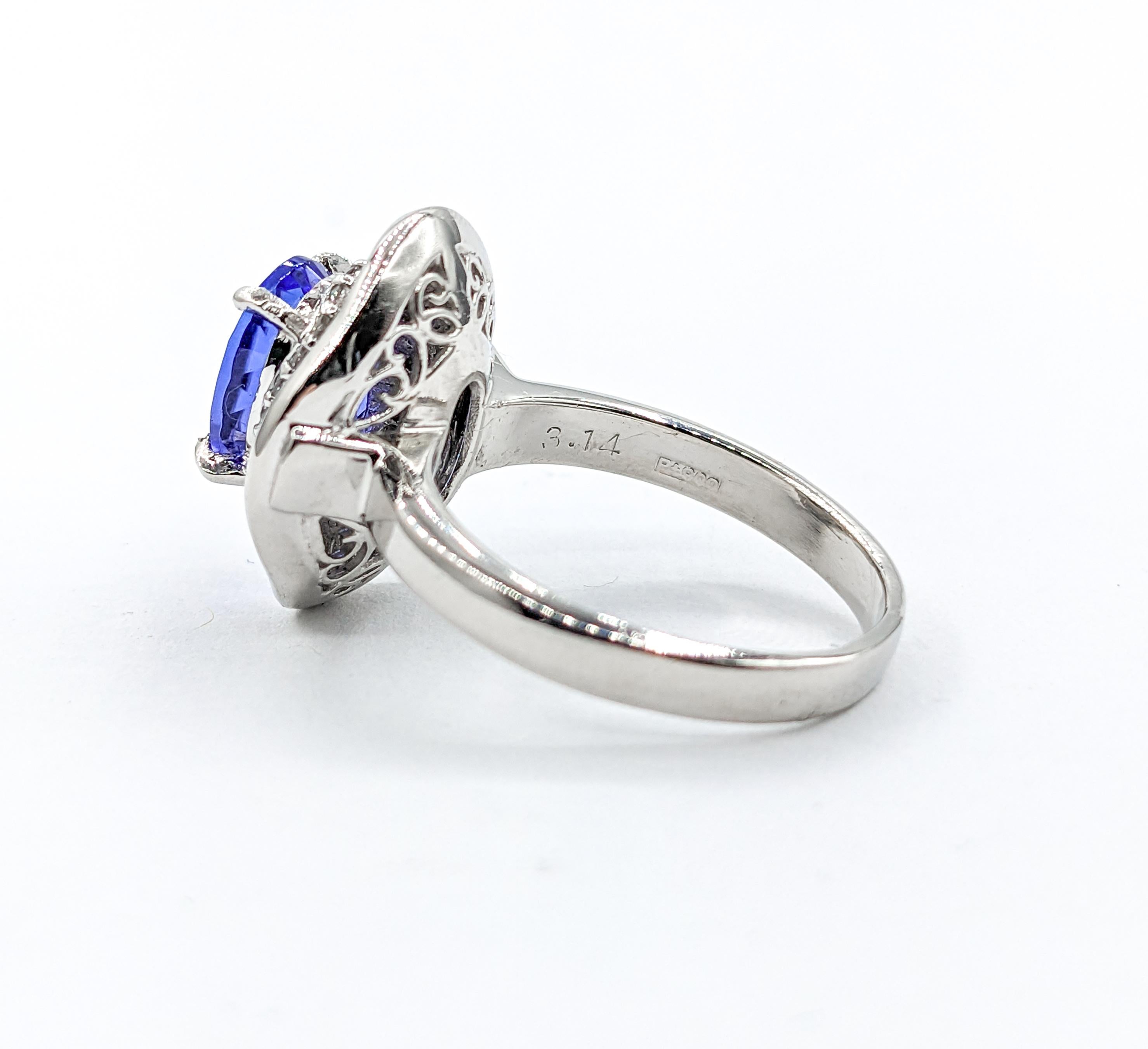 2.35ct Purple Tanzanite & Diamond Ring In 900pt Platinum For Sale 4