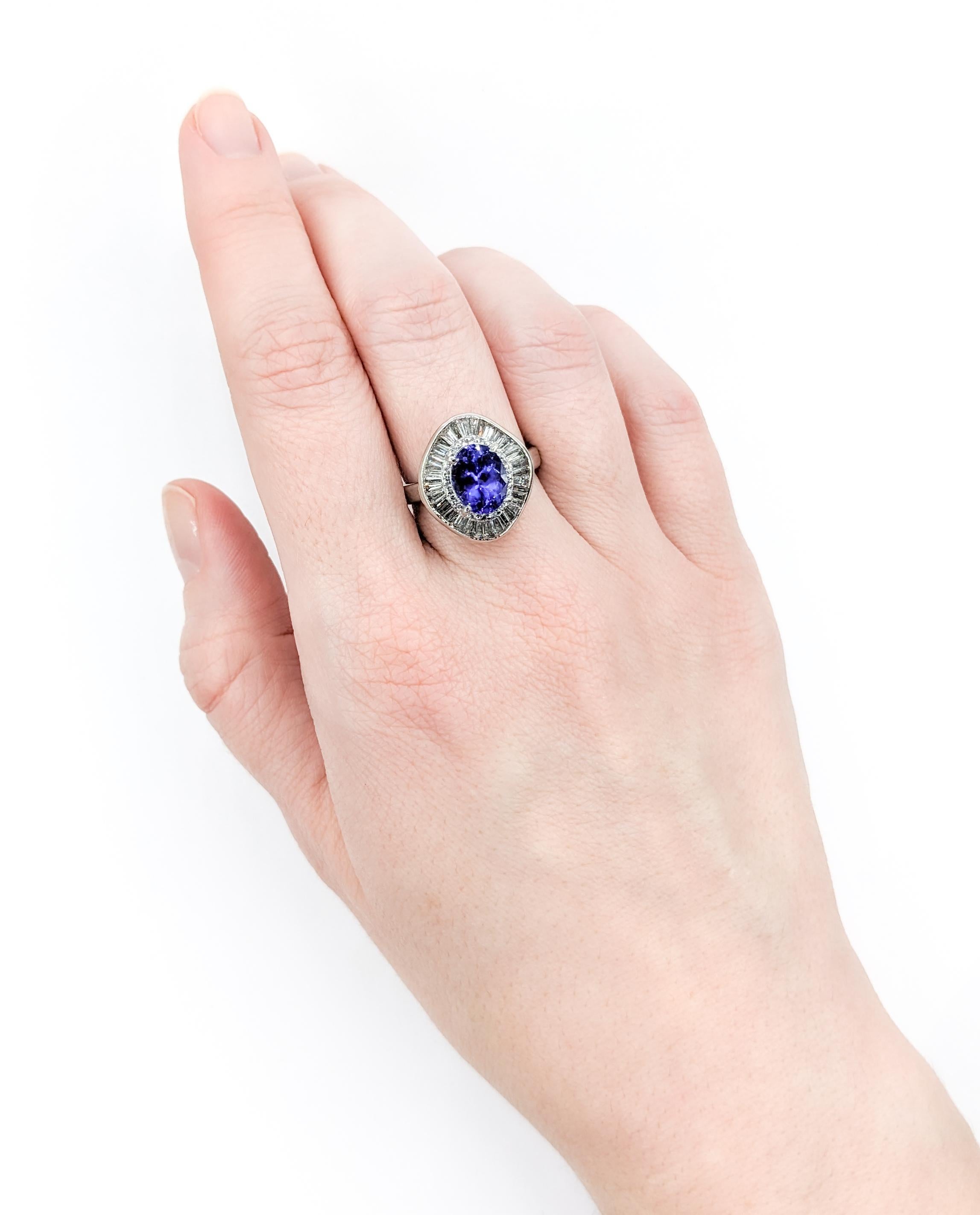 2.35ct Purple Tanzanite & Diamond Ring In 900pt Platinum In Excellent Condition For Sale In Bloomington, MN