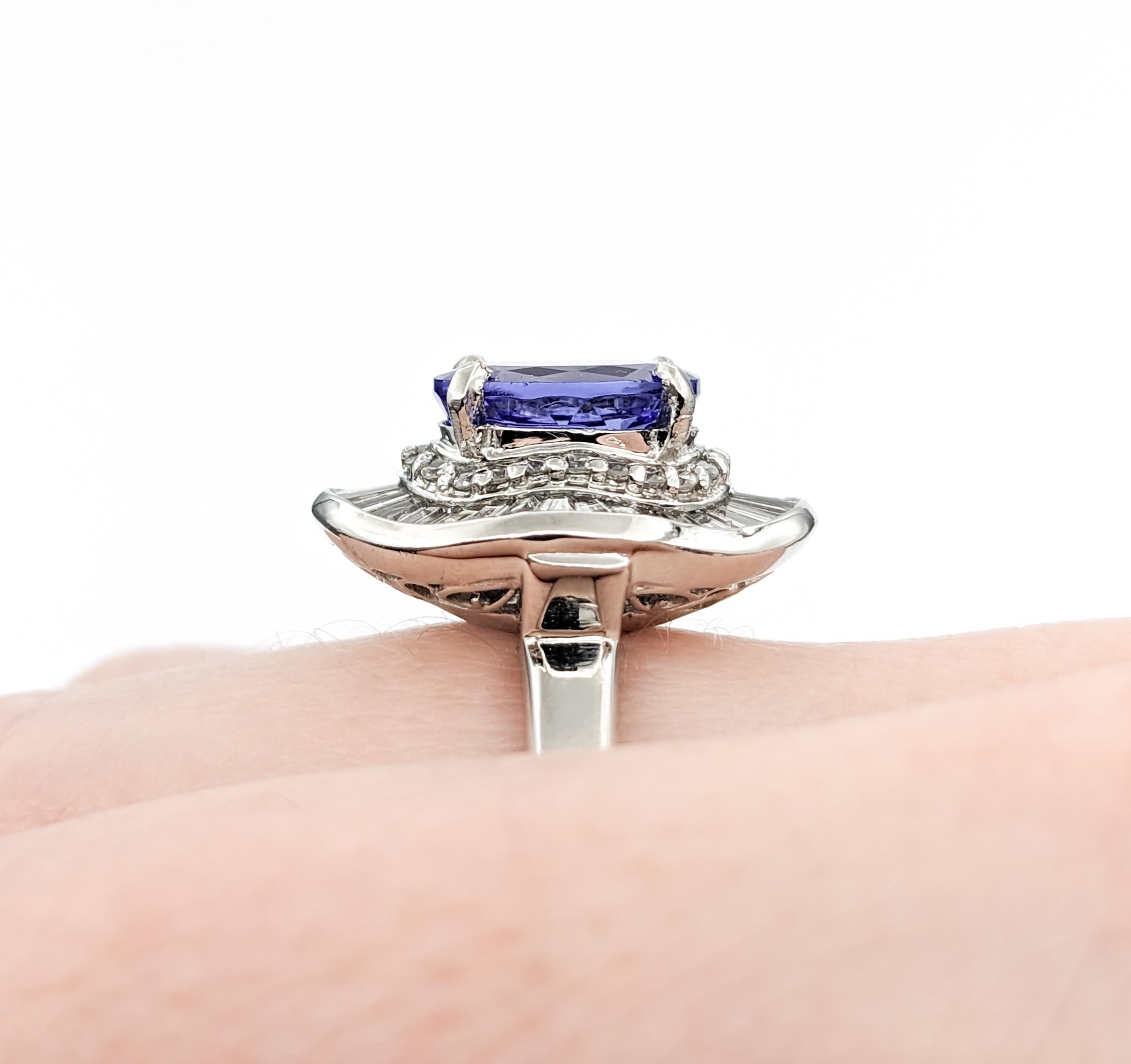 Women's 2.35ct Purple Tanzanite & Diamond Ring In 900pt Platinum For Sale