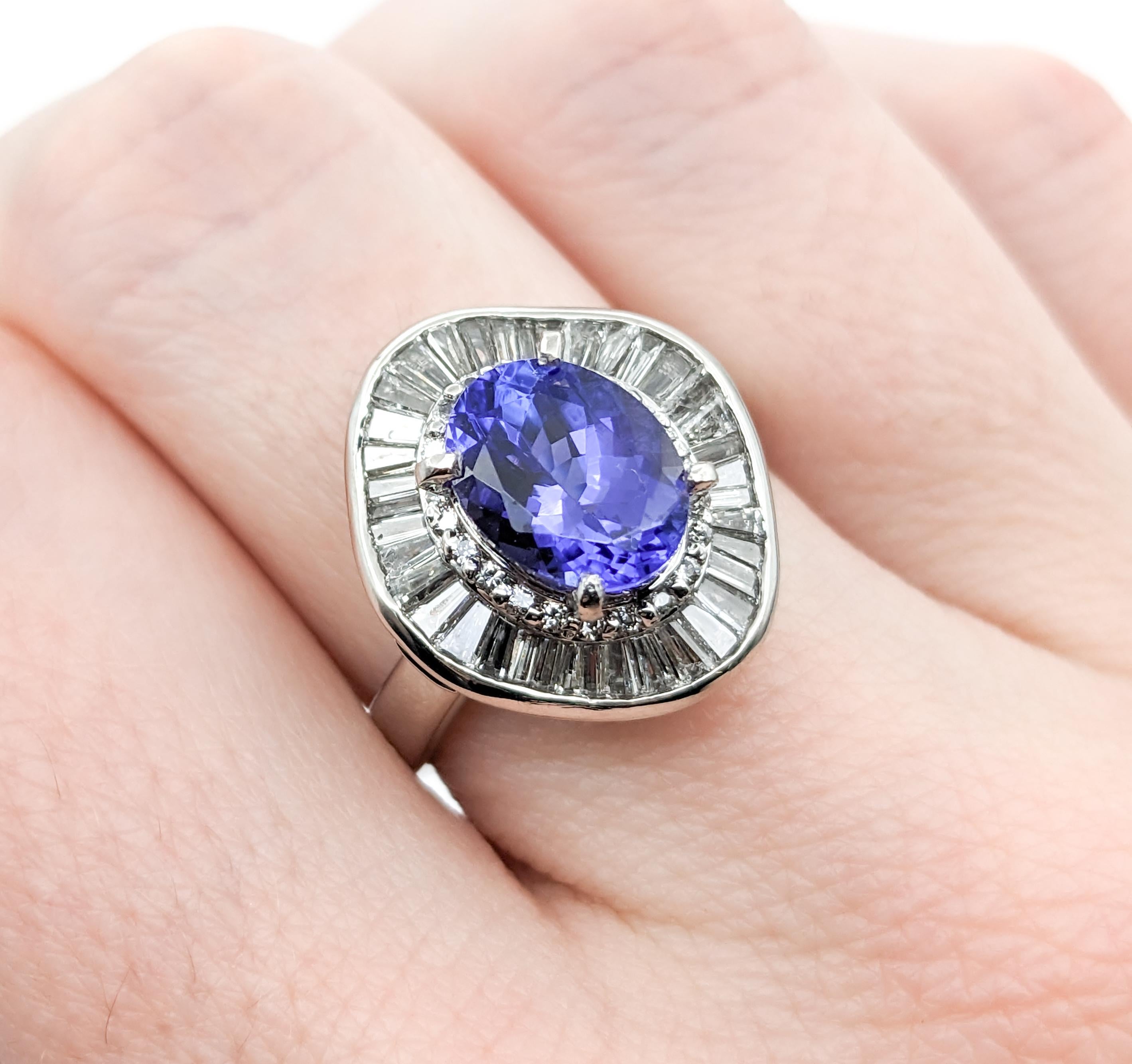 2.35ct Purple Tanzanite & Diamond Ring In 900pt Platinum For Sale 1