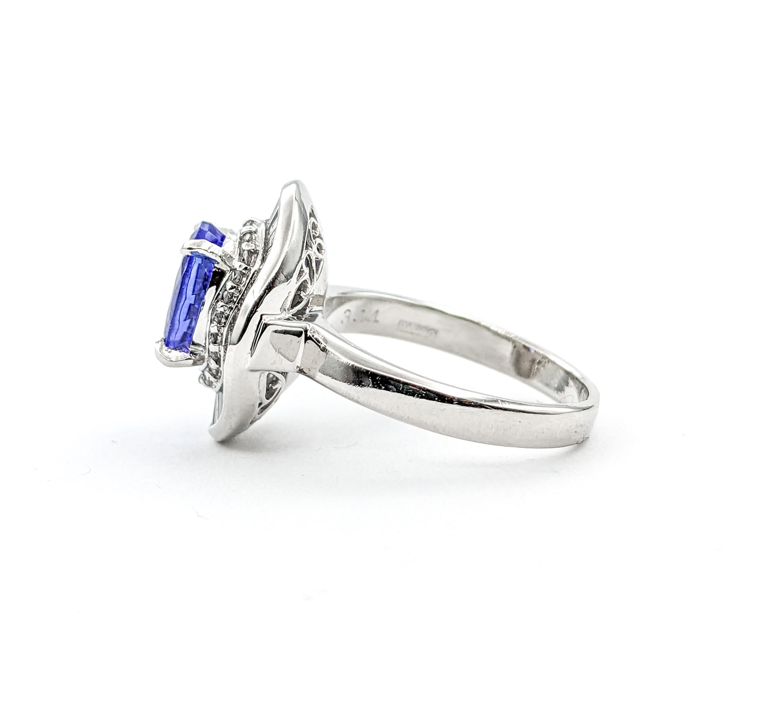 2.35ct Purple Tanzanite & Diamond Ring In 900pt Platinum For Sale 2
