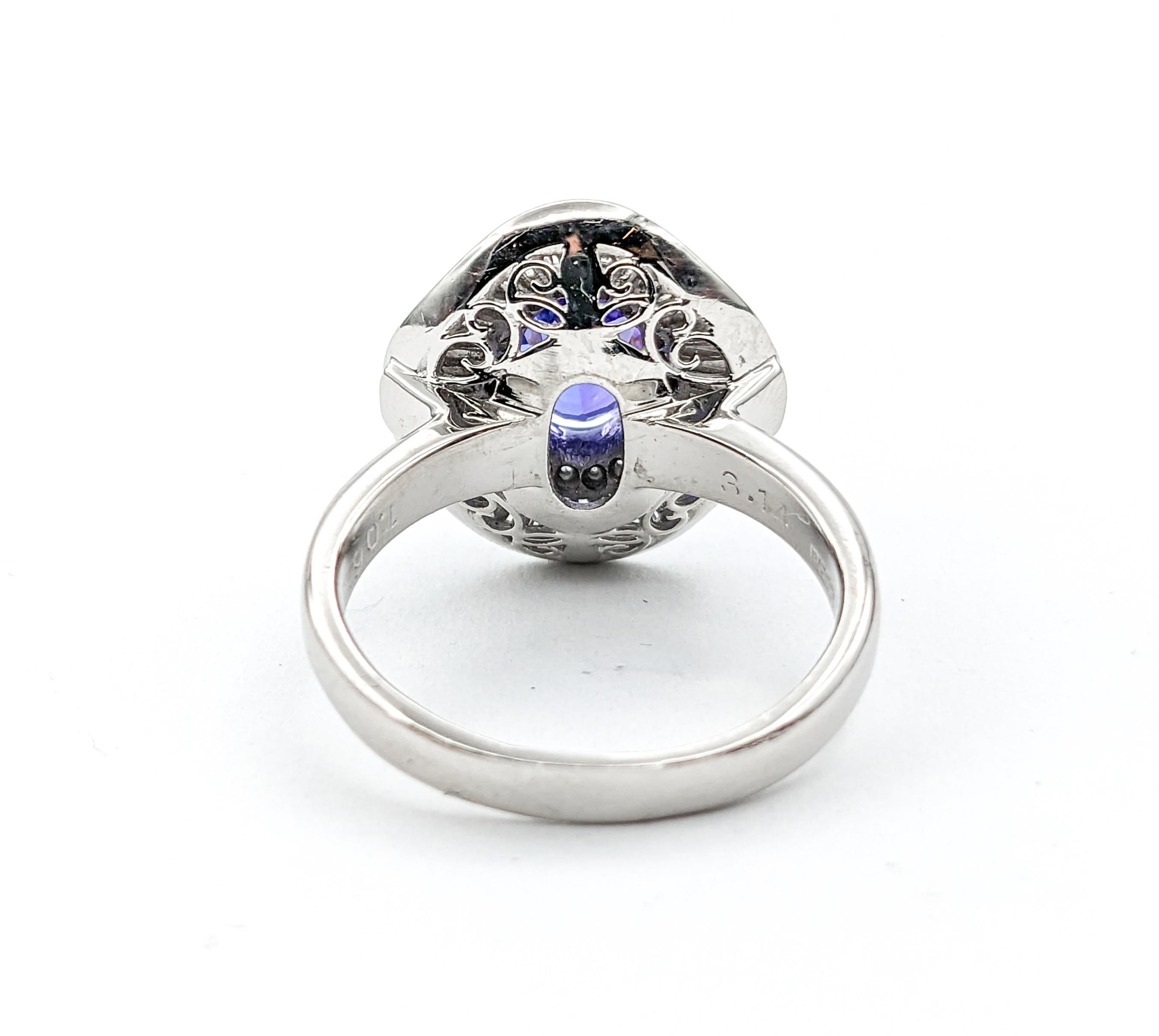 2.35ct Purple Tanzanite & Diamond Ring In 900pt Platinum For Sale 3