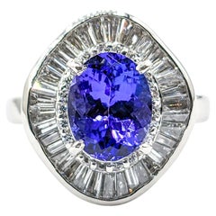 2.35ct Purple Tanzanite & Diamond Ring In 900pt Platinum