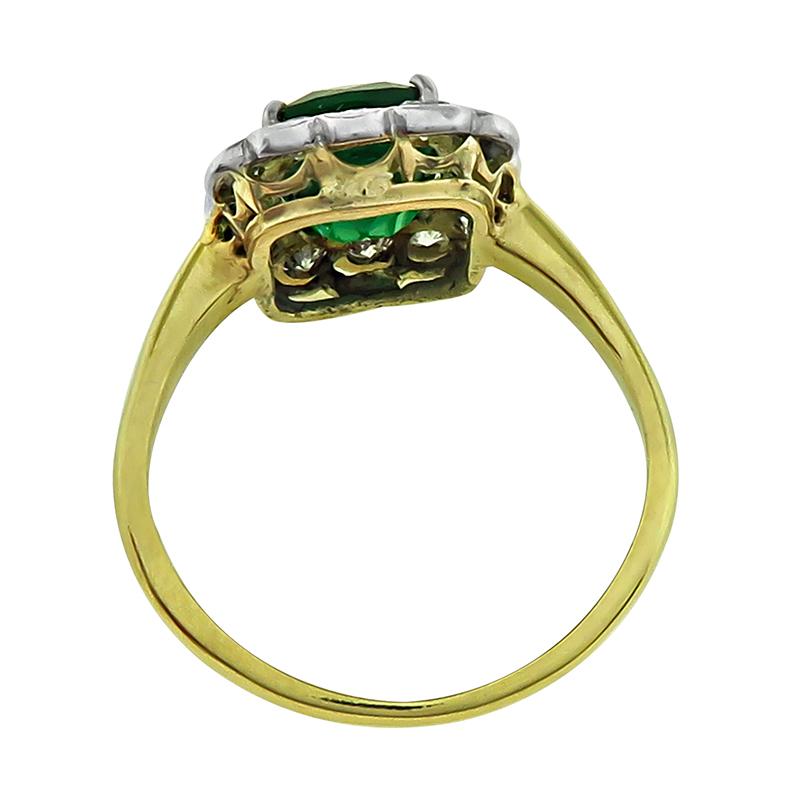2.35ct Emerald 0.70ct Diamond Gold Engagement Ring In Good Condition For Sale In New York, NY
