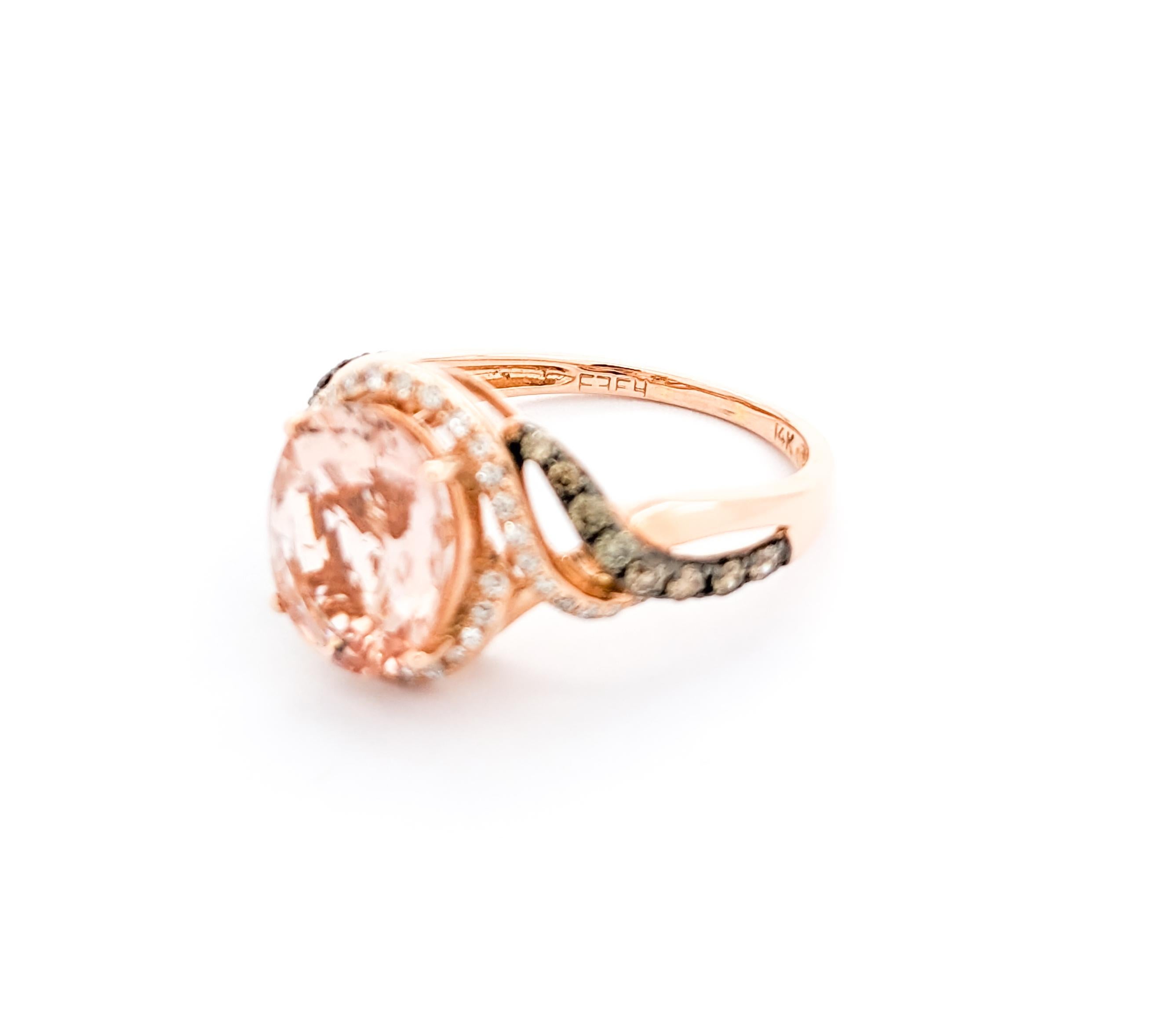 2.35ct Morganite & Diamonds Ring In Rose Gold For Sale 4