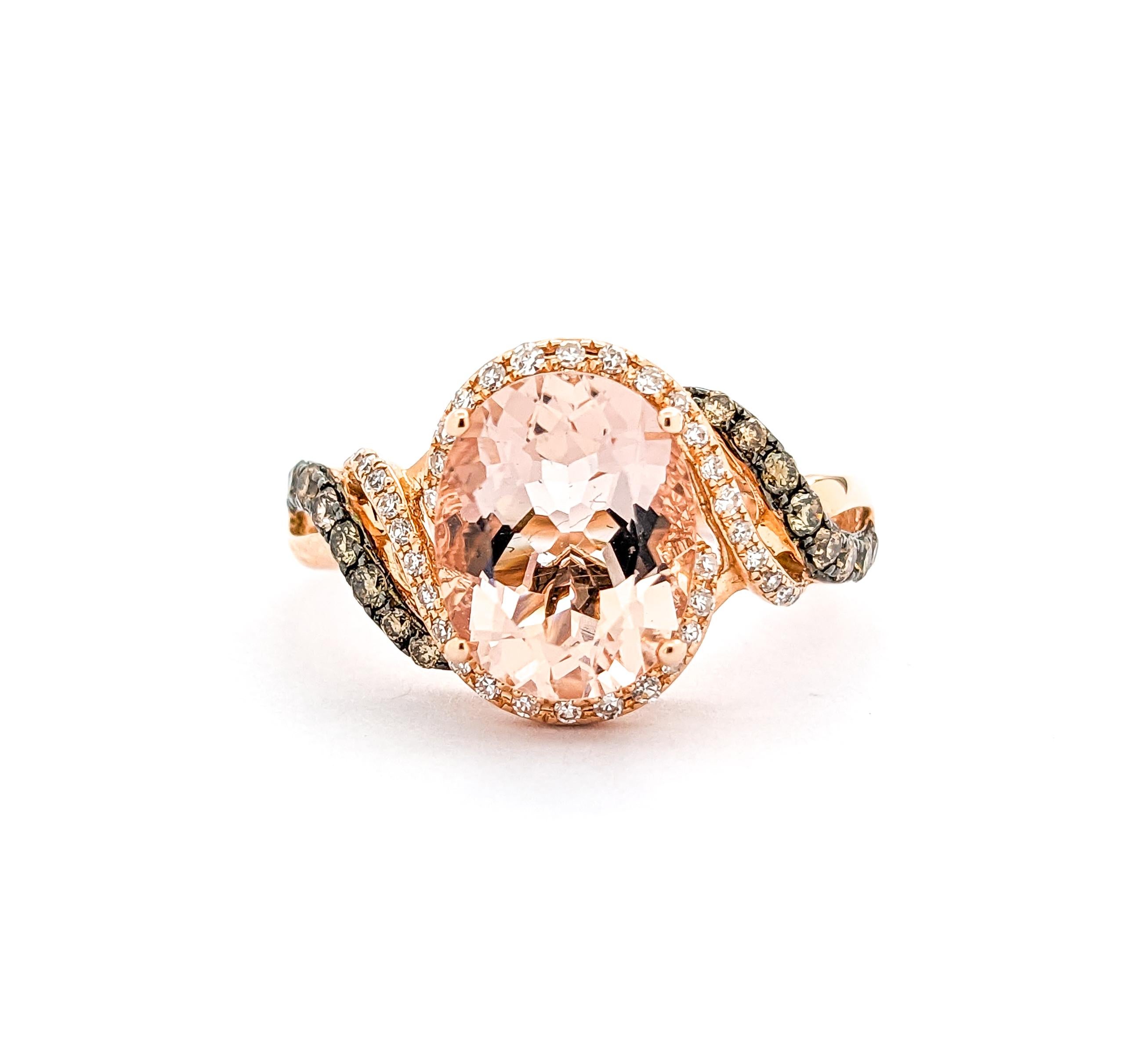 2.35ct Morganite & Diamonds Ring In Rose Gold For Sale 5