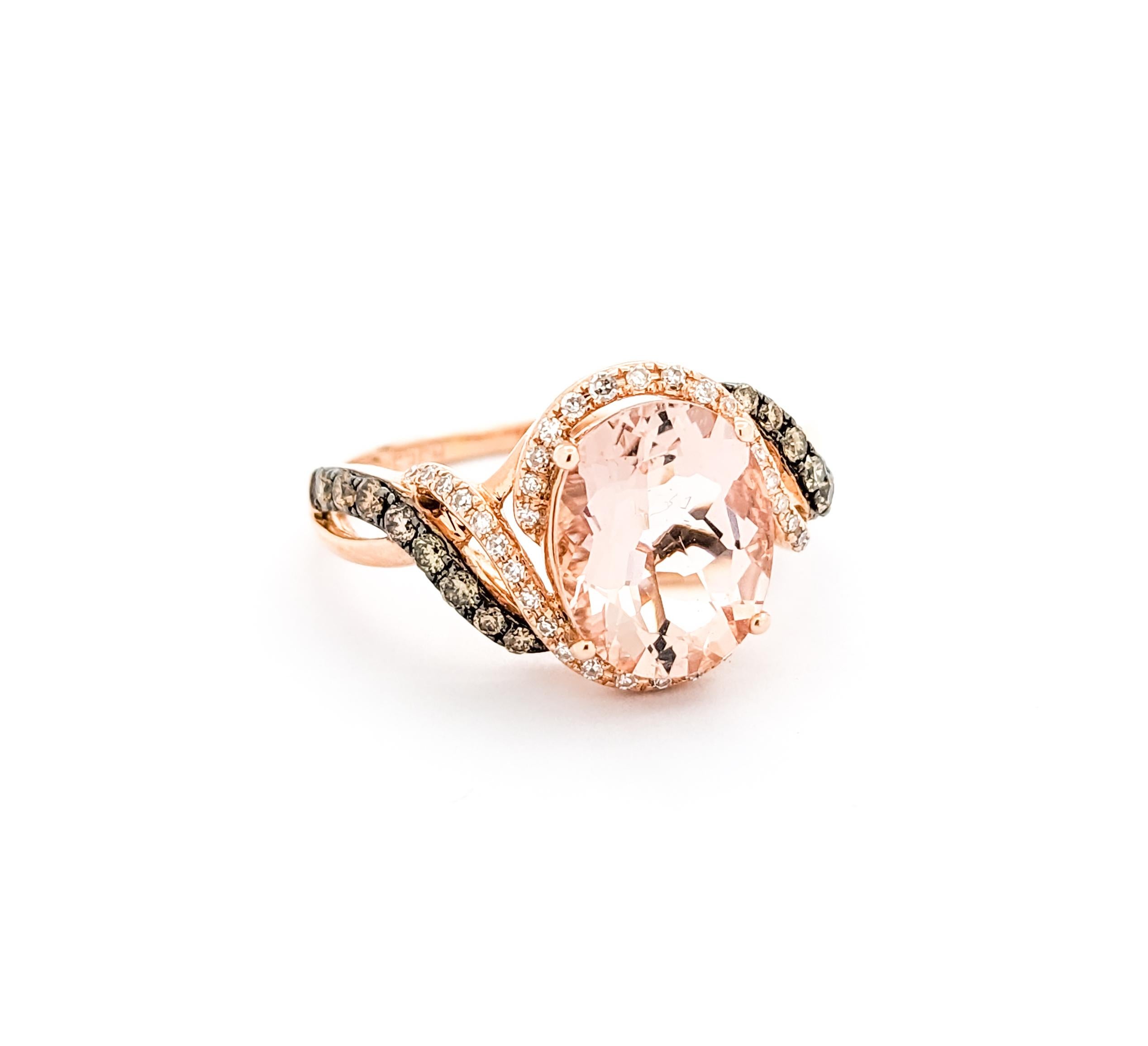 Women's 2.35ct Morganite & Diamonds Ring In Rose Gold For Sale