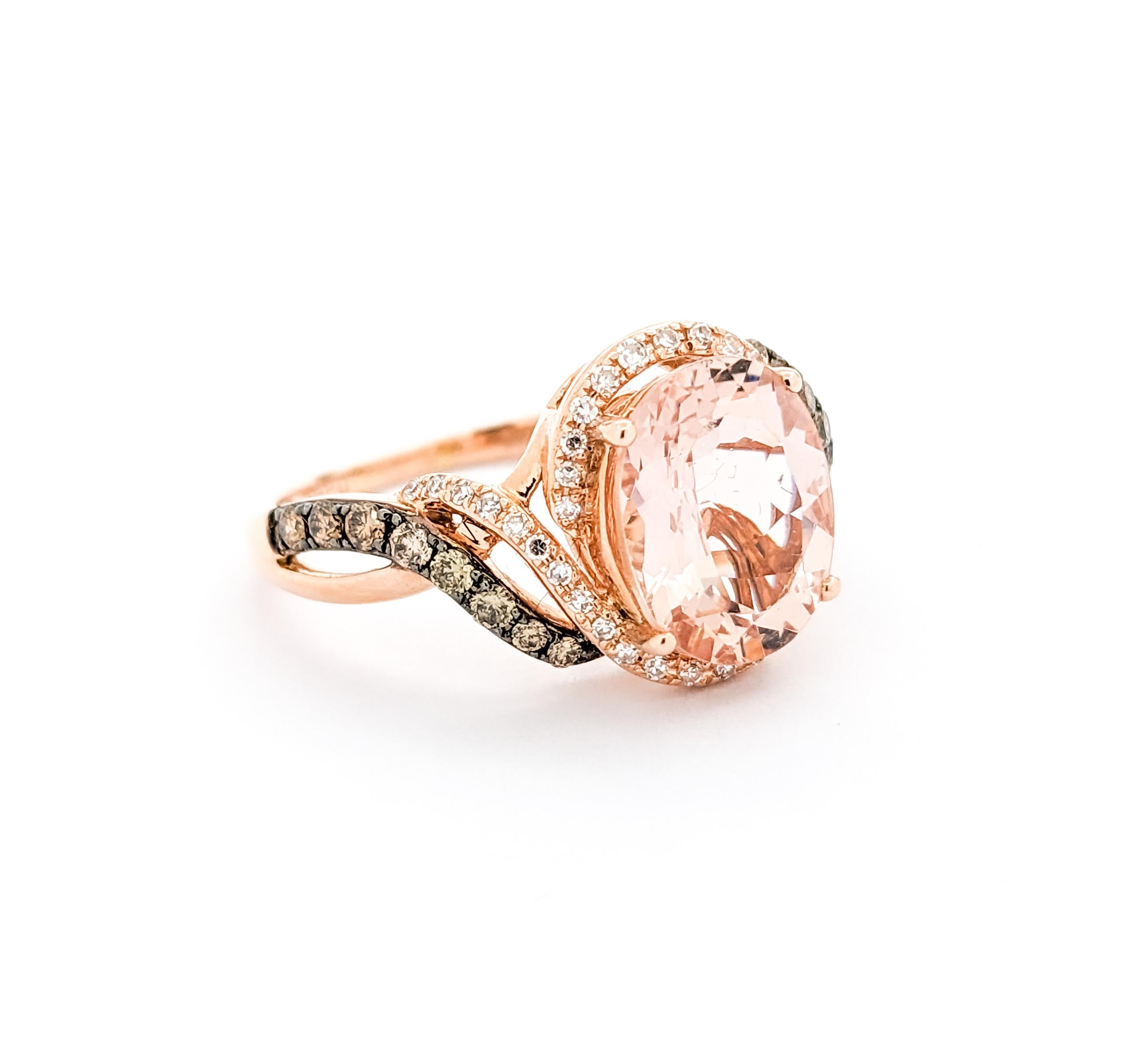 2.35ct Morganite & Diamonds Ring In Rose Gold For Sale 1