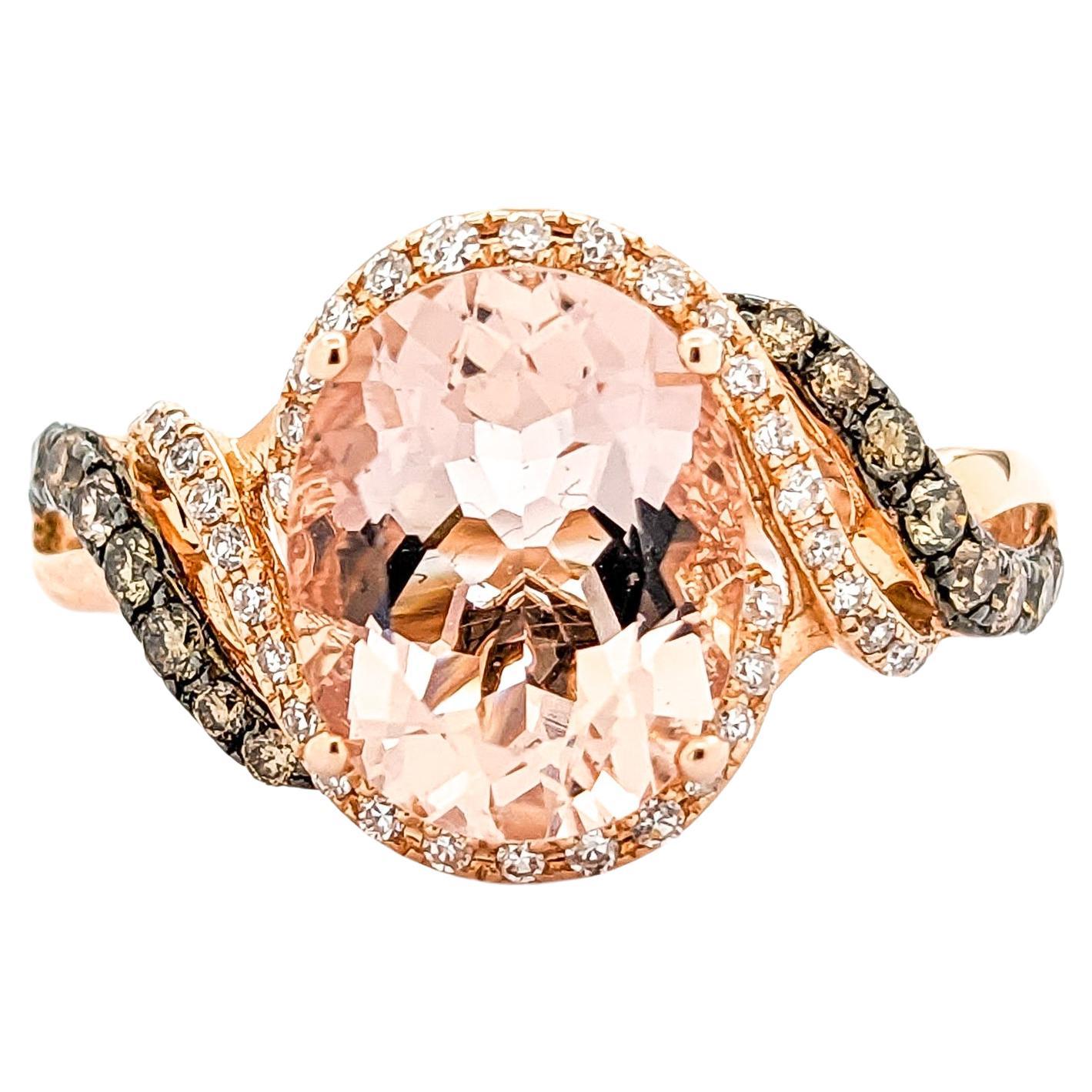 Bague en or rose avec Morganite et diamants de 2,35ct en vente
