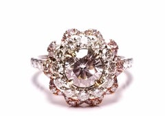 2.35ct Natural Fancy Light Pink Diamond Engagement Ring GIA 18K White Gold Round